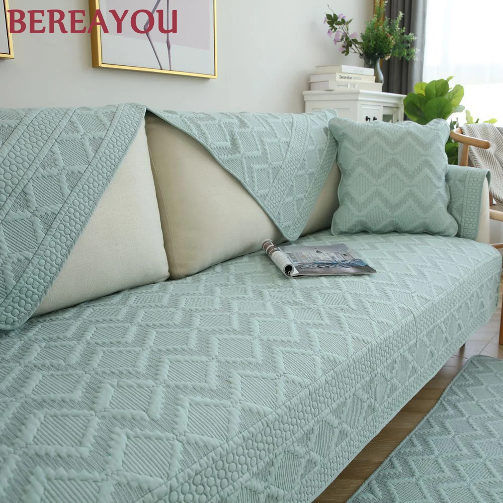 Хлопковые Чехлы для дивана в гостиную серая однотонная накидка на диван