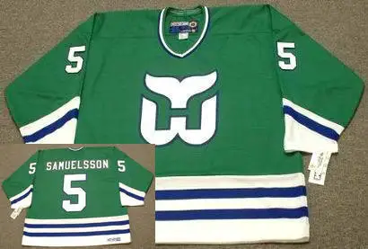 

#5 Ulf Samuelsson Hartford Whalers MEN'S Hockey Jersey Embroidery Stitched Customize any number and name