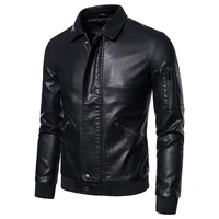 new mens leather jacket korean style handsome lapel slim casual pu leather jacket mens leather jacket mens jacket