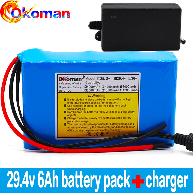 7s2p 24V 6Ah 18650 Батарея Li-Ion пакет 29 4 6000 мАч Электрический велосипед мопед/li-ion с BMS +