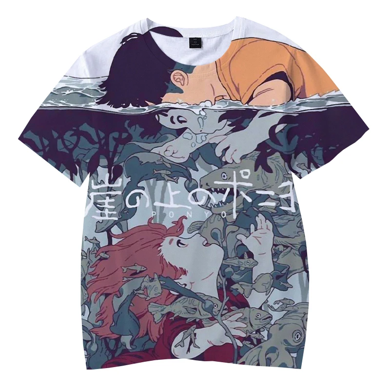 Футболка Ponyo с 3D принтом скалы Детская летняя модная повседневная футболка