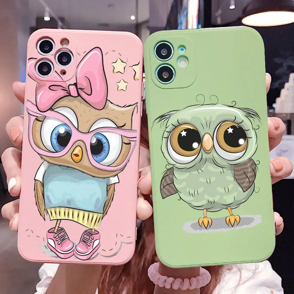 

Cartoon Girl Gifts Cute Owl lovers Phone Case For Iphone 11 Pro Max 8 7 Plus x xs Max SE XR TPU Silicone Case For Iphone 12 Pro