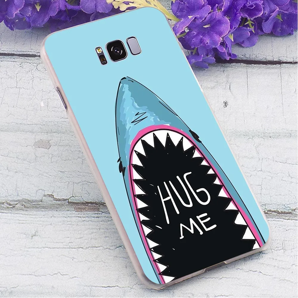 Жесткий чехол с забавными мультяшными акулами для телефона Galaxy A60 Cover A3/A5 A6 A8 Plus/A7 A9