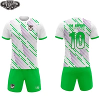 white green personalized color sublimation quick dry fabric youth football uniforms soccer jersey