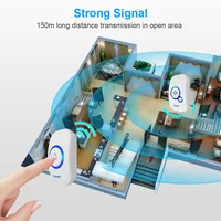 Беспроводной дверной звонок Towode, диапазон срабатывания 150 метров, 4 уровня громкости, 32 мелодии#4