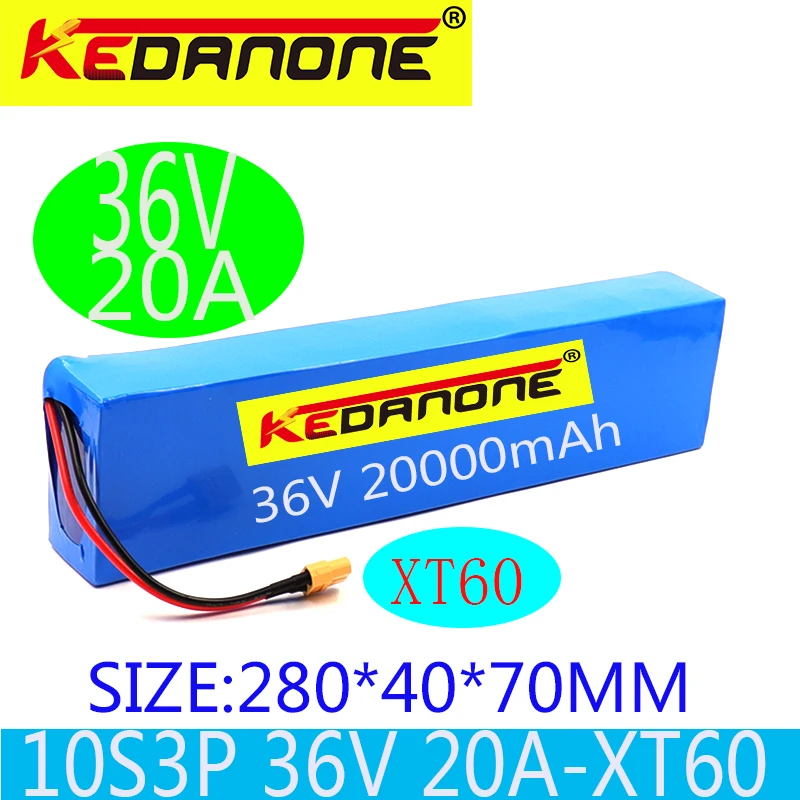 

Литиевый аккумулятор Kedanone 36 В 10S3P 20 Ач 500 Вт высокой мощности 42 в 18650, 8000 мАч для электрического велосипеда, скутера, BMS