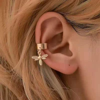 women gold ear clip non pierced fashion dangling accessories earrings simple u shaped korean asymmetrical jewelry party gift