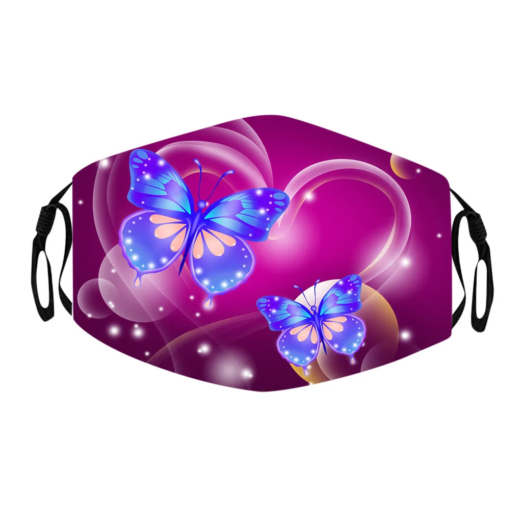 

#H30 Butterfly Printing Reusable Protective PM2.5 Filter mouth Mask anti dust Face mask Europe And America Mask dropshipping