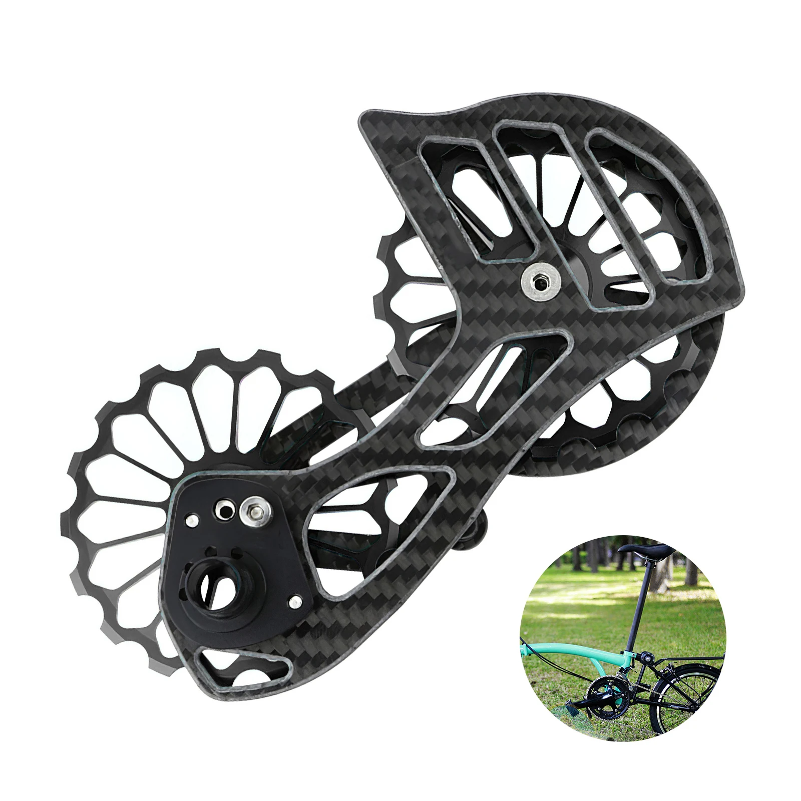 

Bicycle Rear Derailleur Pulley CNC Cutting Aluminum Alloy Carbon Fiber High Strength Wheel Bike Guide Wheel 17T Mountain Bike