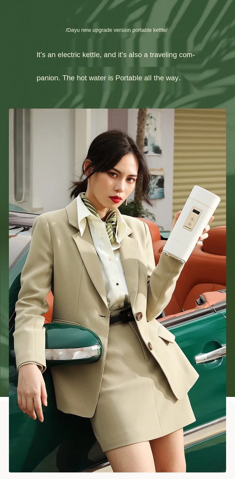 

zq Kettle Portable Water Boiling Cup Electric Heating Cup Automatic Travel Office Mini Insulation Health Bottle