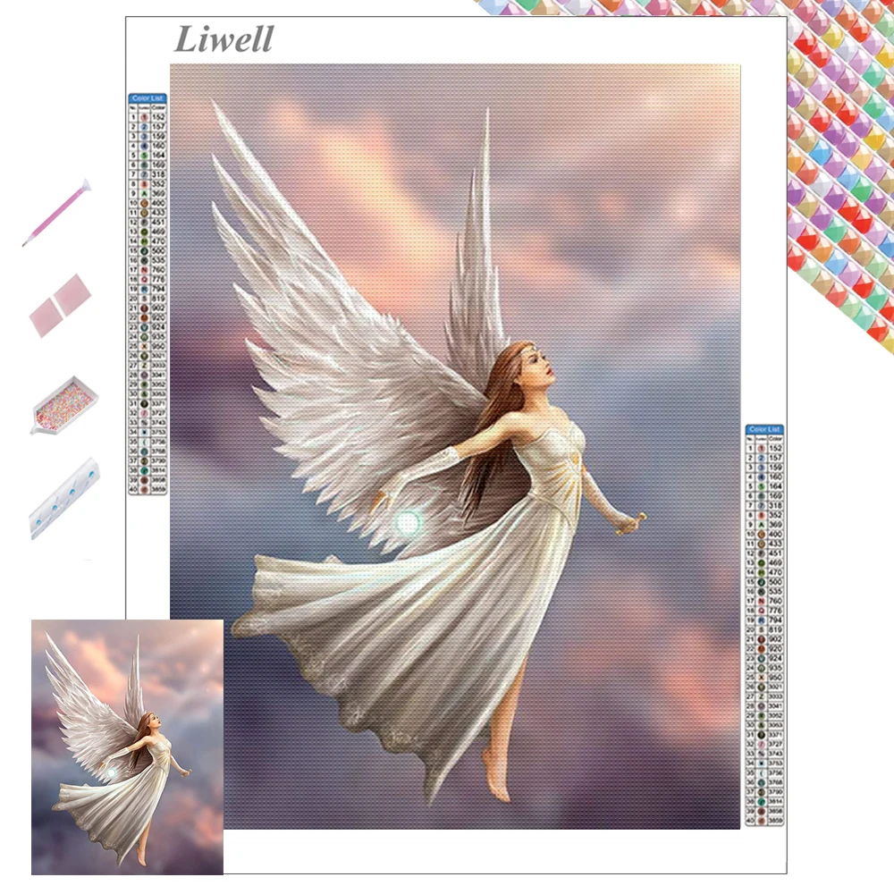 

New 5D Crystal Diamond Painting Angel Wings Fairy Girl Mosaic Diy Full Square Round Diamond Embroidery Home Decoration Gift