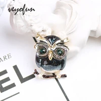 veyofun cute owl rhinestone enamel brooch pin for women fashion jewelry badges hat backpack new