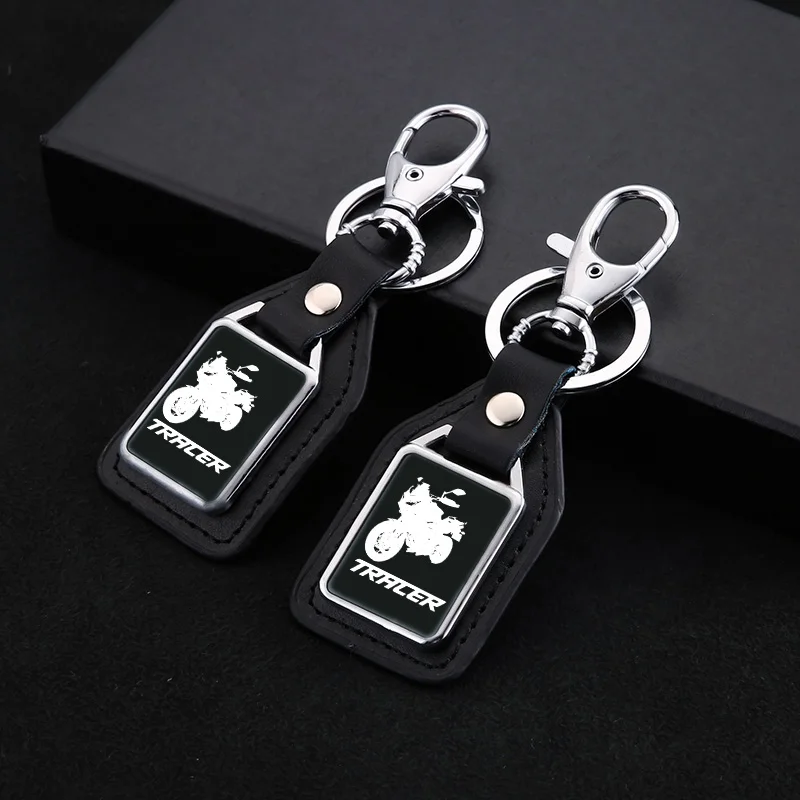 

motorcycle metal leather keychain key mirror custom engraved for Yamaha TRACER 900 700 GT 900GT TRACER MT09 MT07 Accessories