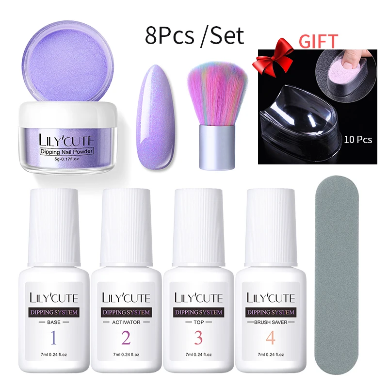 8 Pcs Kit 09 LILYCUTE комплект погружения ногтей Блеск порошок комплект Градиент Французский ногтей косметическая пудра Kit Красочные голографические натуральный сухой пигмент 2/3/4/8 шт - Цвет: 8 Pcs Kit 09