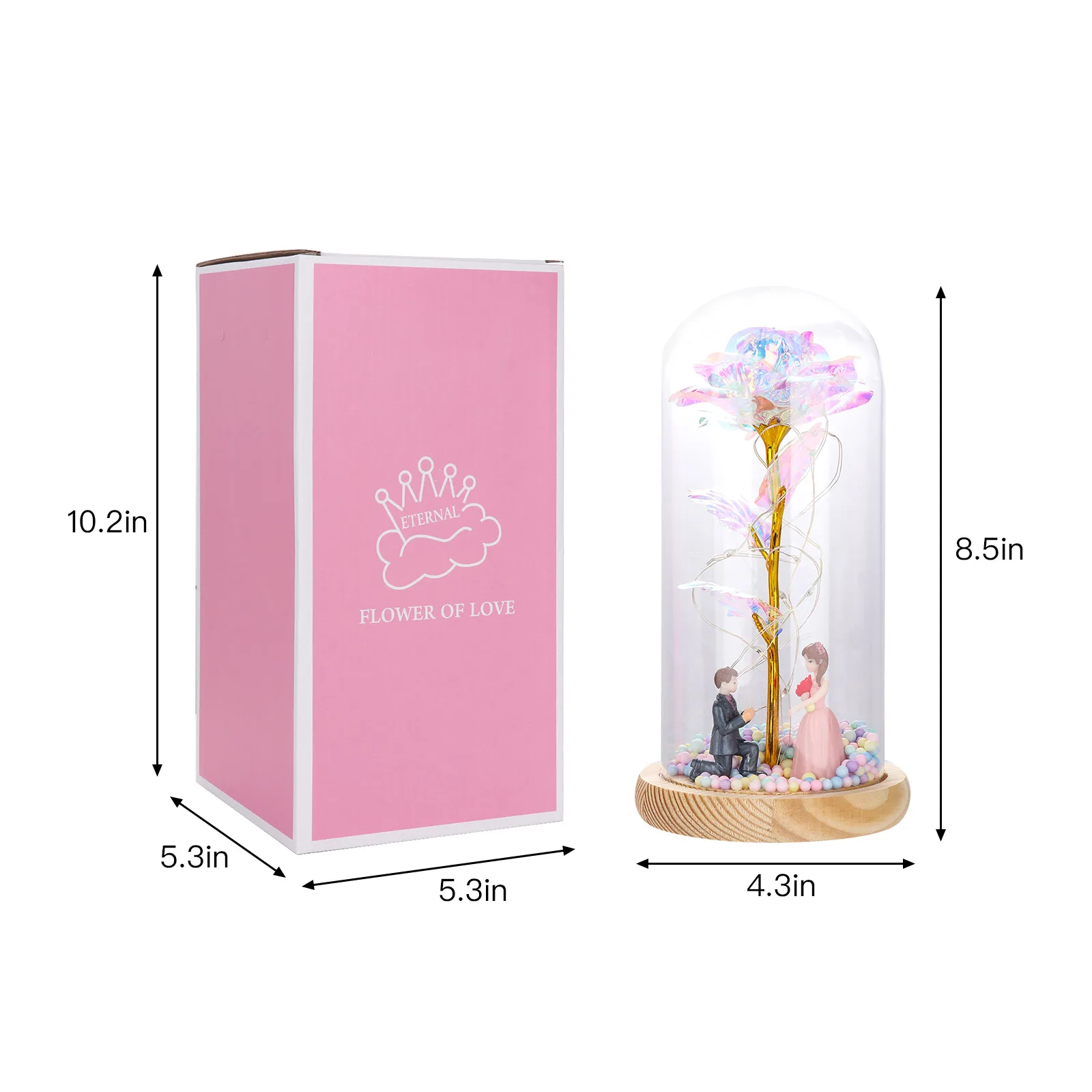 

2020 Galaxy Rose Flashing Flowers In Flask Glass Dome For Valentine's Mother's Day Birthday Gift Wedding Decoration