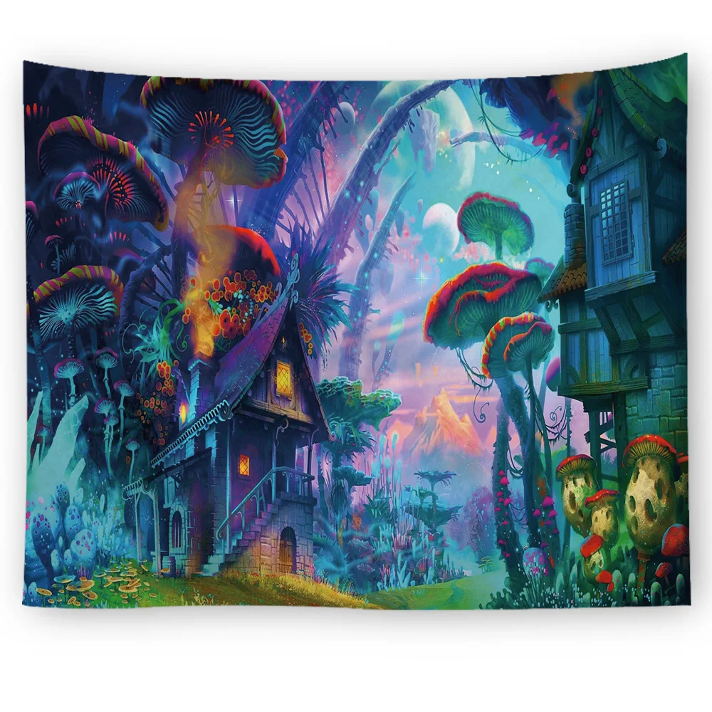 Настенный Коврик с рисунком леса|Декоративные гобелены| |