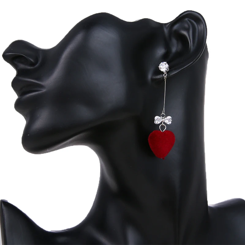 Be8 женский милый кулон в виде красного сердца длинные серьги ювелирные изделия