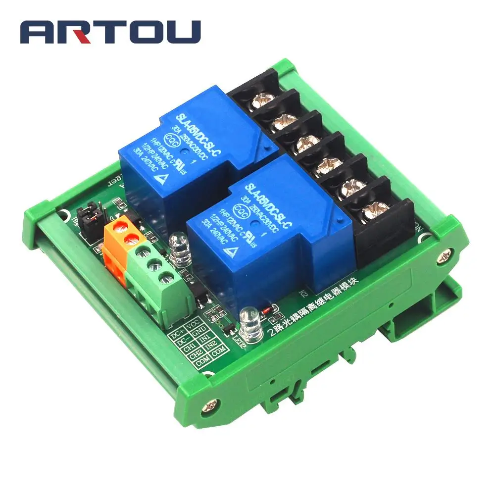 Двухканальный релейный модуль 30 А с изоляцией оптрона 5 в 12 В 24 поддерживает