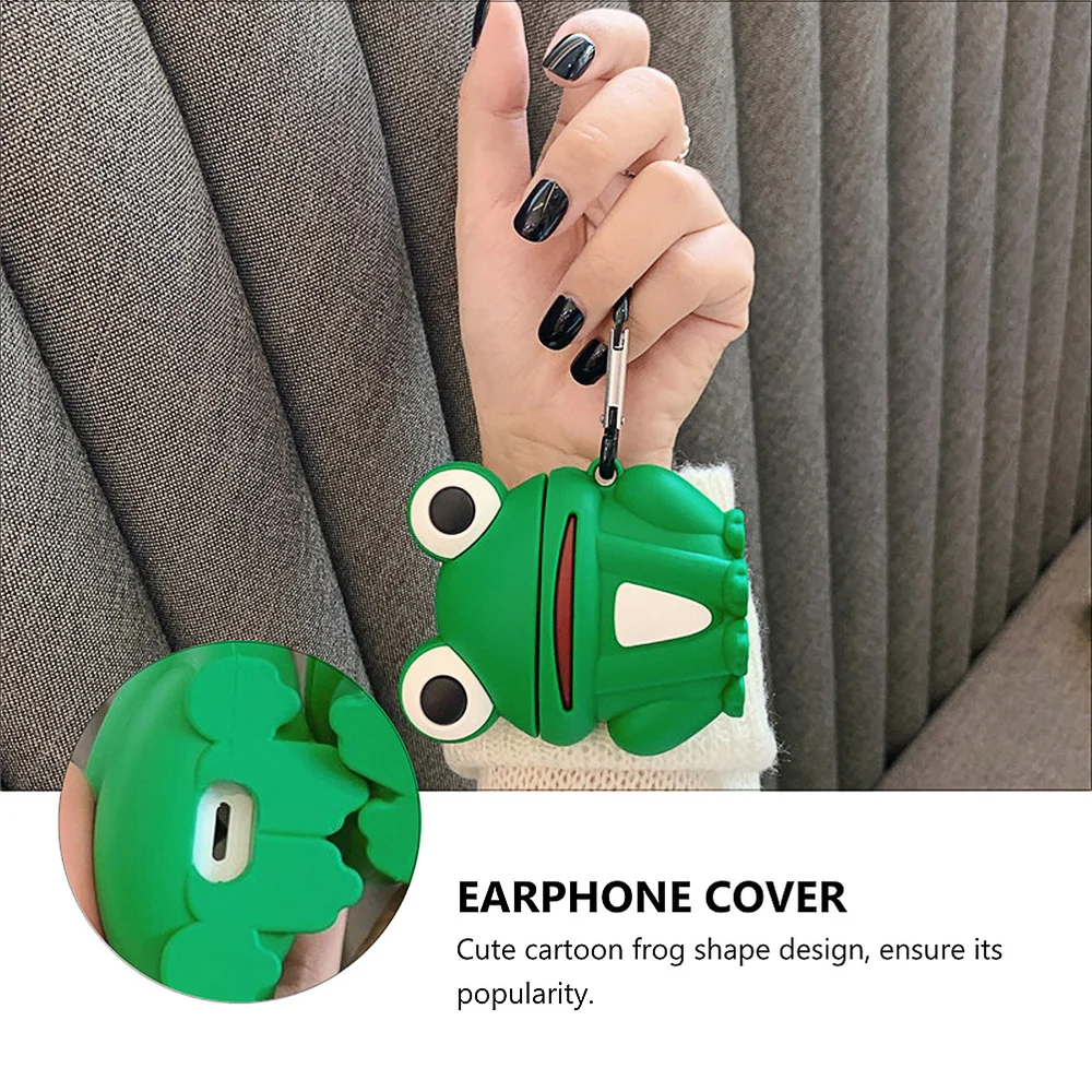 

1pc Cartoon Shape Earphone Silicone Shell Case Compatible with Airpods 2 (Green)