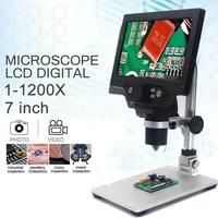 g1200 electronic digital microscope 12mp 7 inch large lcd display soldering continuous amplification magnifier tool phone repair