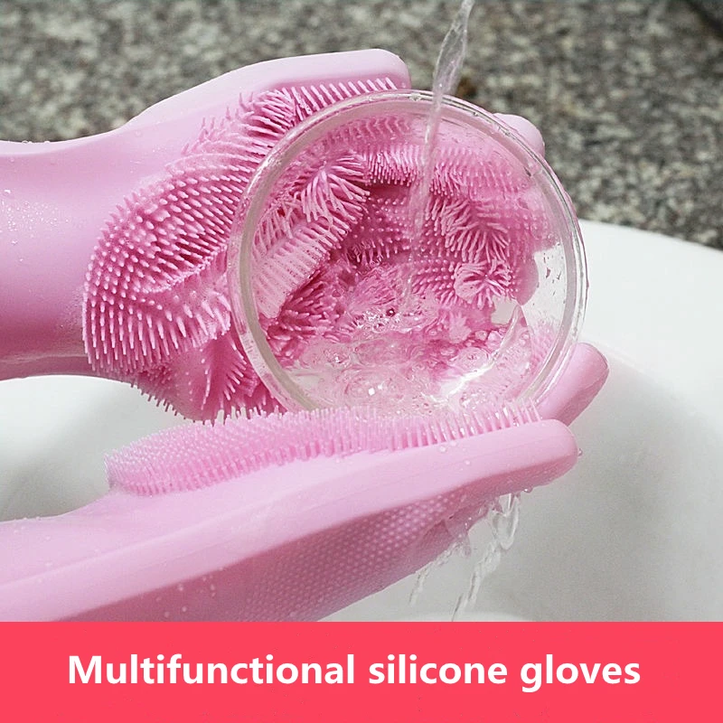 

Силиконовые перчатки для мытья посуды, чистящие перчатки, ткань для посуды два в одном, термостойкие, гигиенические и антипригарные масла