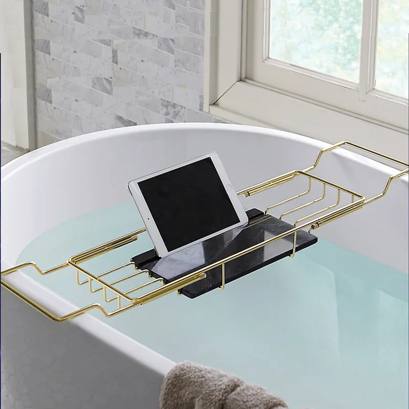 

Bathroom Marble Bathtub Racks Non-slip For Bathing With Mobile Phone Holders Toilet Retractable Racks Bathroom Shelves