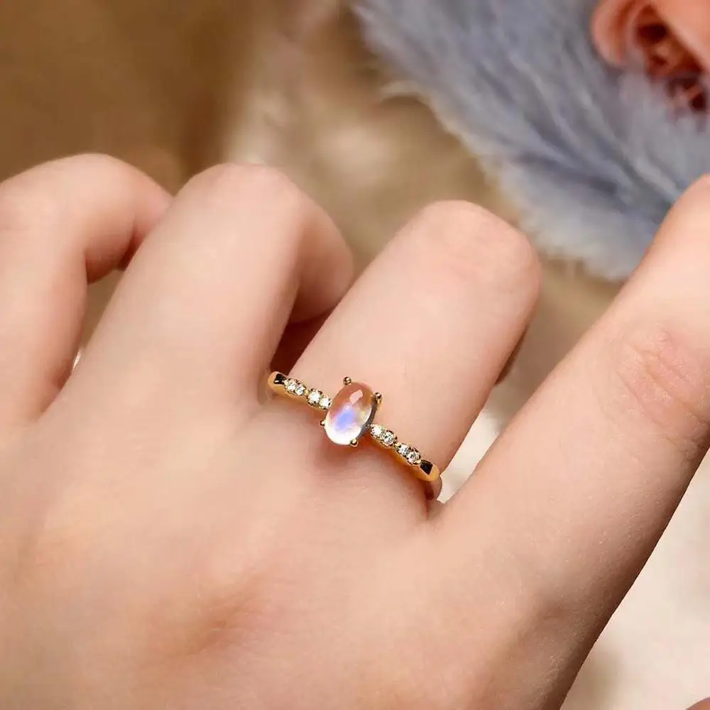 Free shipping Natural Moonstone ring 925 sterling silver Fine jewelry For men or women | Rings