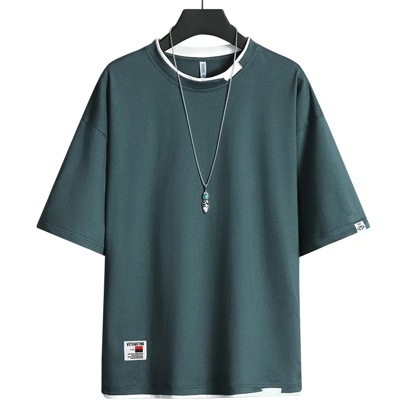 

2021 Men's Short Sleeve T-shirt Summer Ice Silk Fashion Brand Trend Teenagers Loose Half Sleeve oversized t shirt