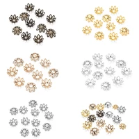 100pcslot 11 14 mm filigree metal hollow flower petal end spacer beads caps charms bead cups for diy jewelry making accessories