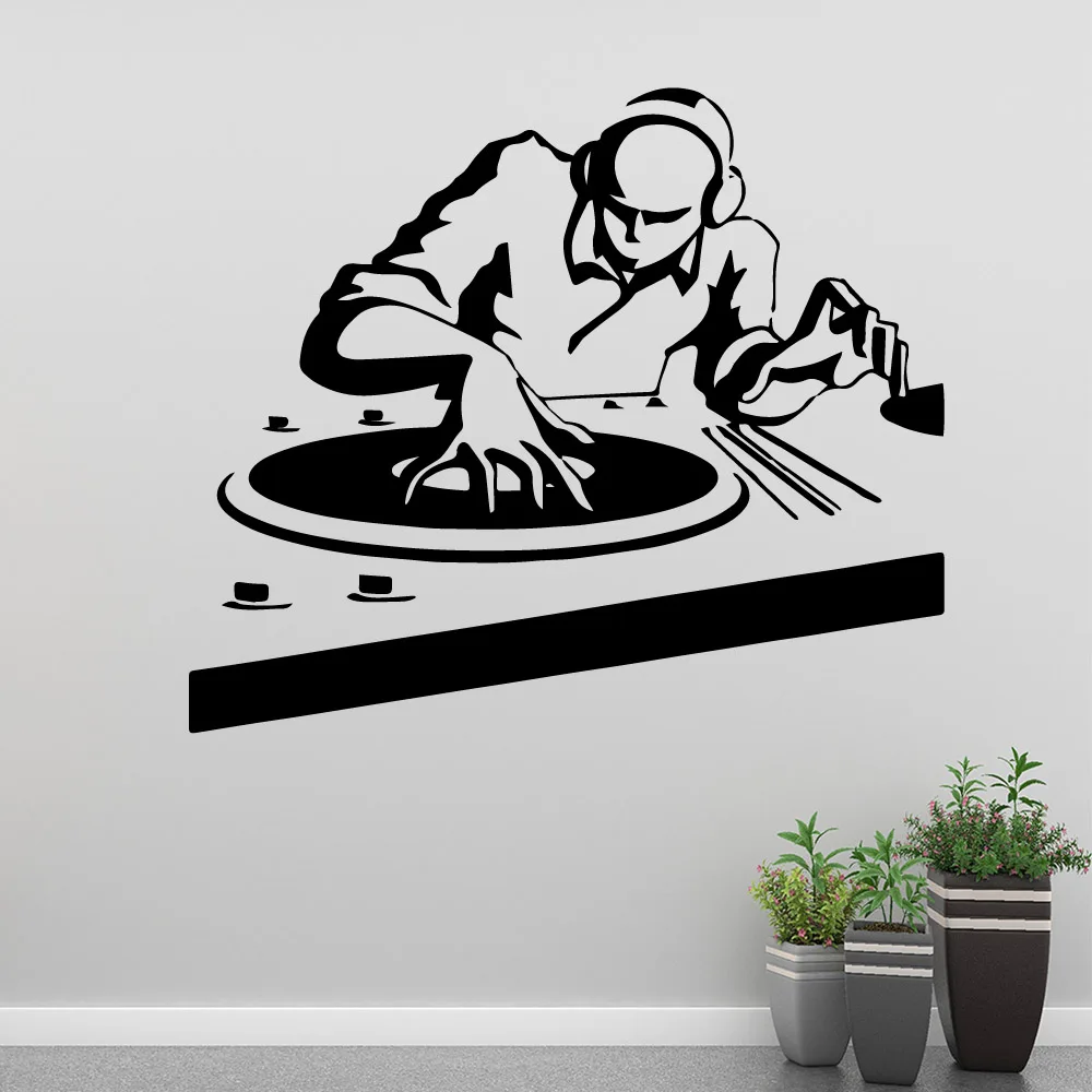 Новый дизайн музыкальные настенные наклейки DJing из ПВХ материала для бара