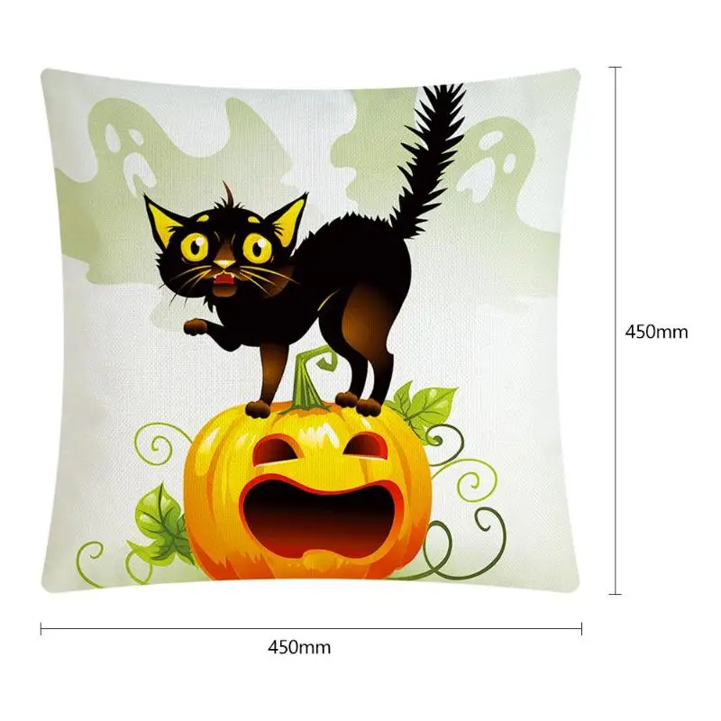 Originality Halloween Pumpkin Black Cat Pillowcase Sofa Decorative Cushion Cover Strong Practicability Easy to Clean Home Decor | Дом и сад