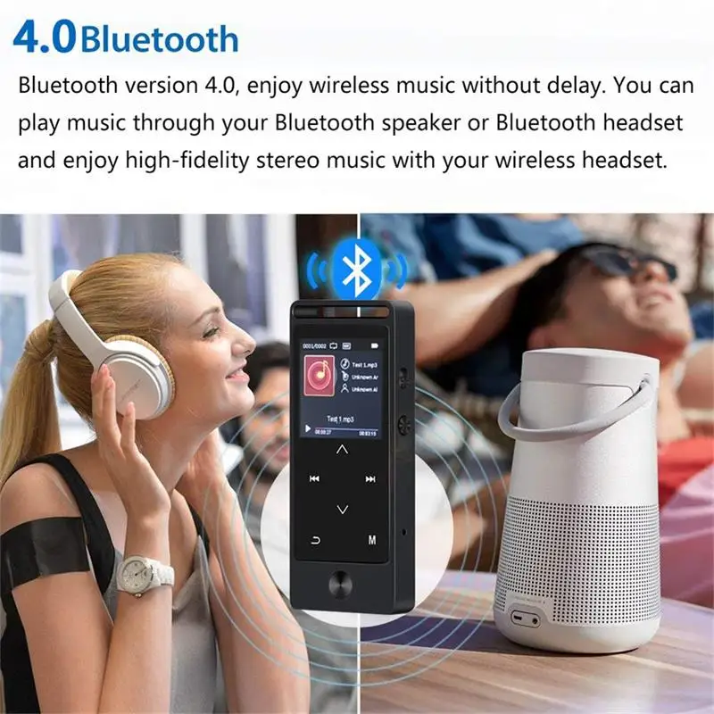 Новый MP3 плеер с Bluetooth портативный музыкальный fm радио наушниками сенсорная