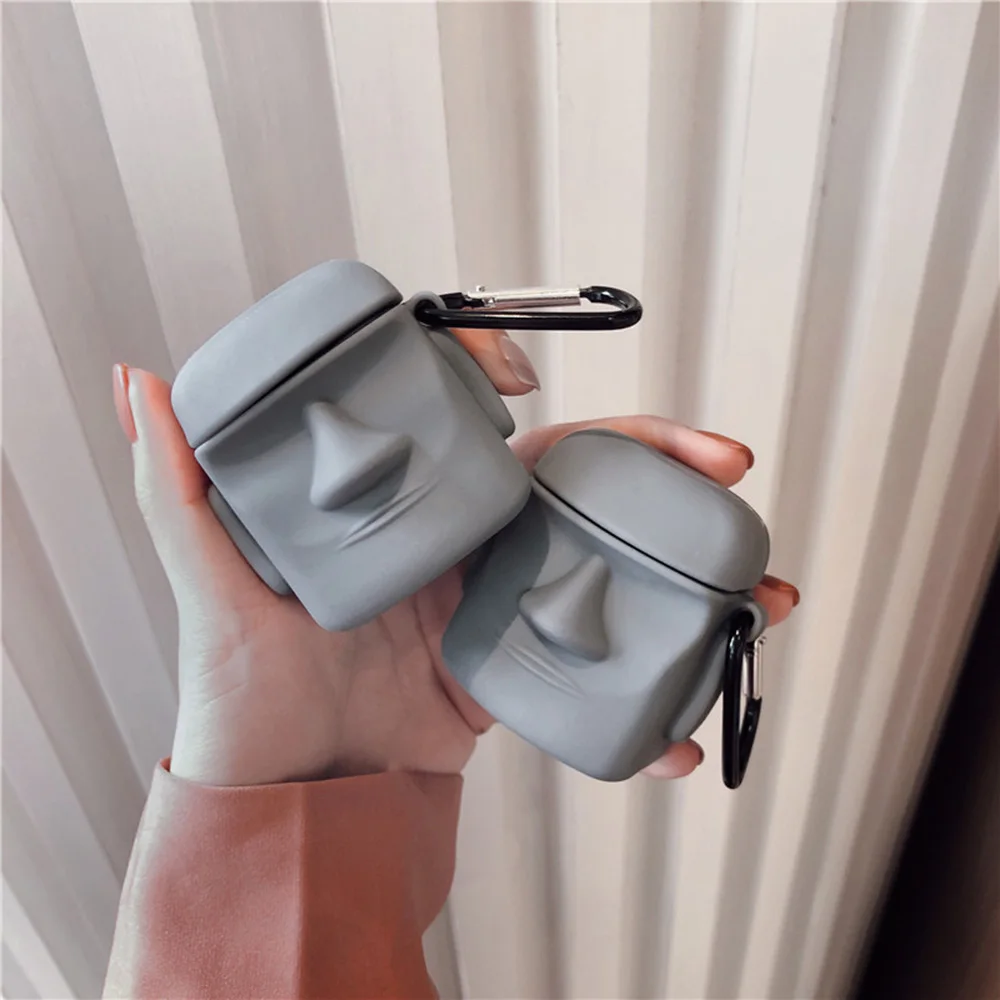 3D каменный человек для Airpods 1 2 Чехол Коробка Мягкий беспроводной Bluetooth чехол для наушников для AirPods Мультфильм Банан гарнитуры аксессуары