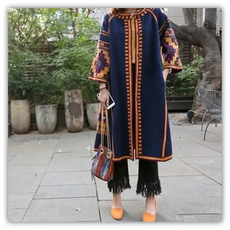 LANMREM 2019 новый осенний и зимний модный Женский вязаный кардиган с принтом