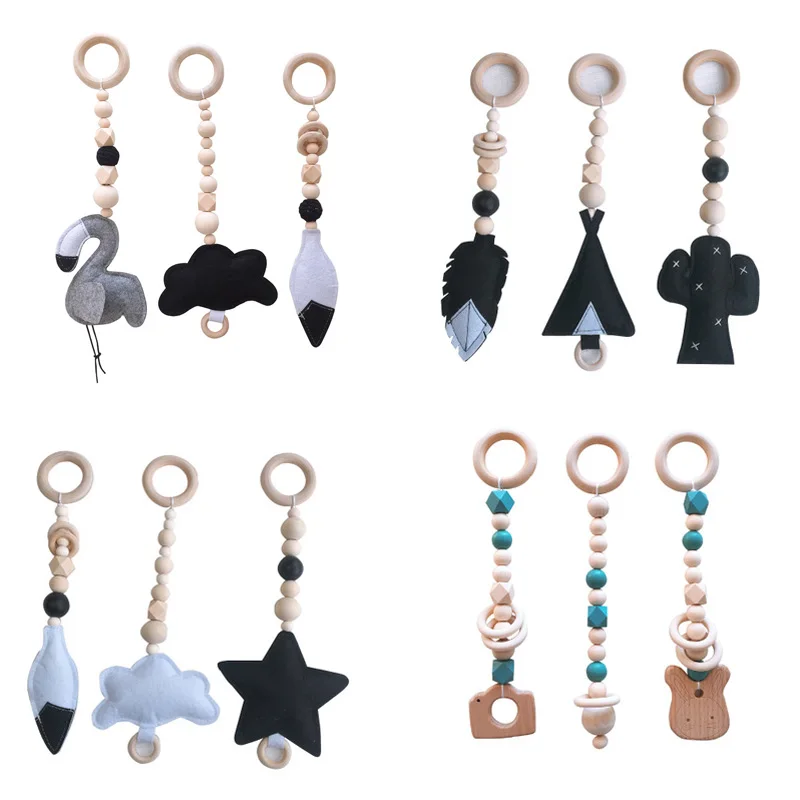 Скандинавская деревянная гирлянда из бисера детский Декор сенсорные игрушки с