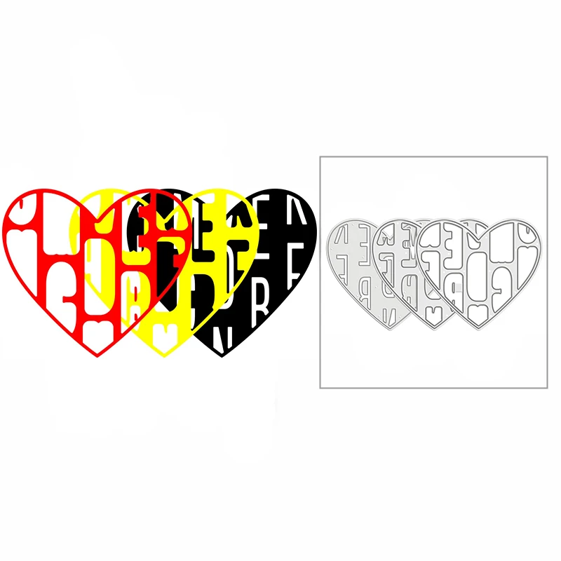 

New Alphabetic Hearts Layered DIY Craft 2021 Metal Cutting Dies for Scrapbooking and Card Making Decoration Embossing No Stamps