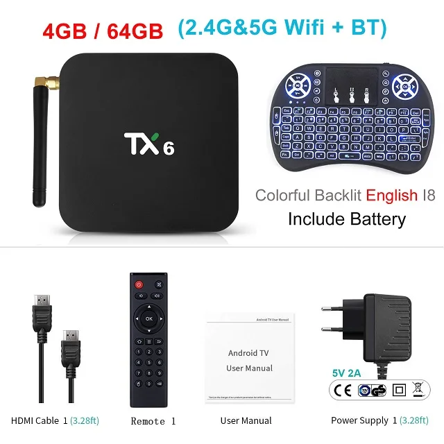 4GB 64GB add i8 TX6 ТВ приставка android 9,0 Allwinner H6 4 Гб DDR3 32 ГБ/64 Гб EMMC 2,4 ГГц 5 ГГц WiFi BT4.1 поддержка 4 к H.265 телеприставка Youtube плеер - Цвет: 4GB 64GB add i8