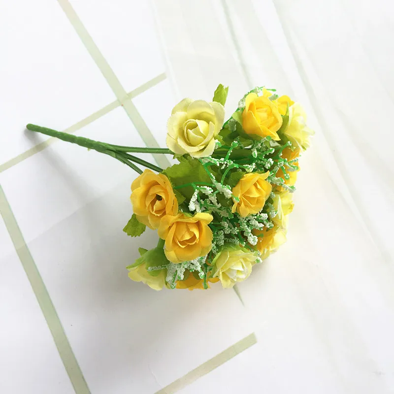Autumn 15 heads/bouquet small bud roses bract artificial flower silk rose DIY wedding home Christmas decor flowers gift | Дом и сад