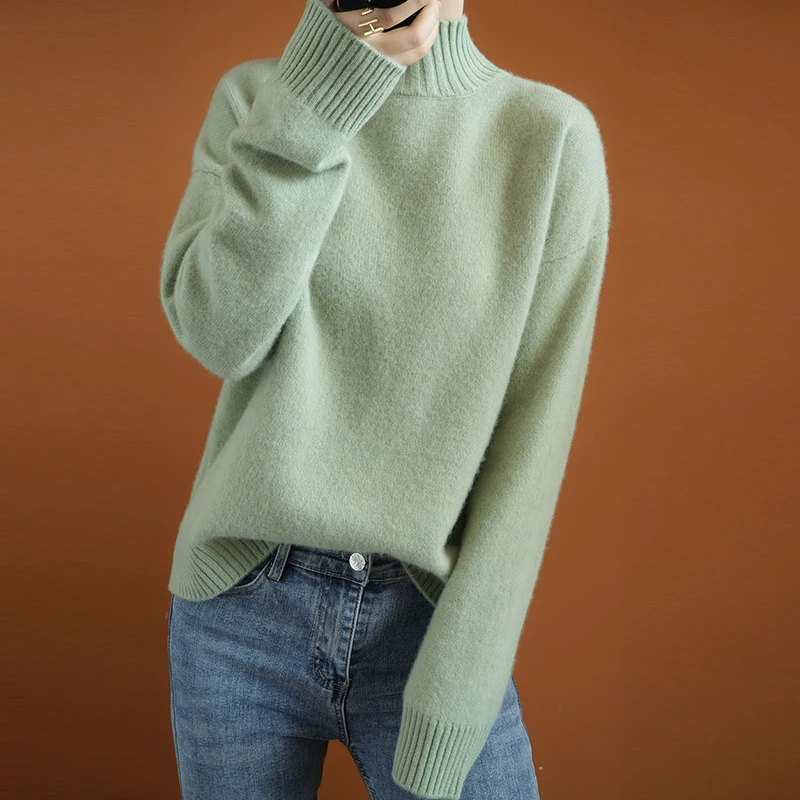 adohon 2020 woman winter 100% Cashmere sweaters autumn knitted Pullovers High Quality Warm Female thickening Turtleneck