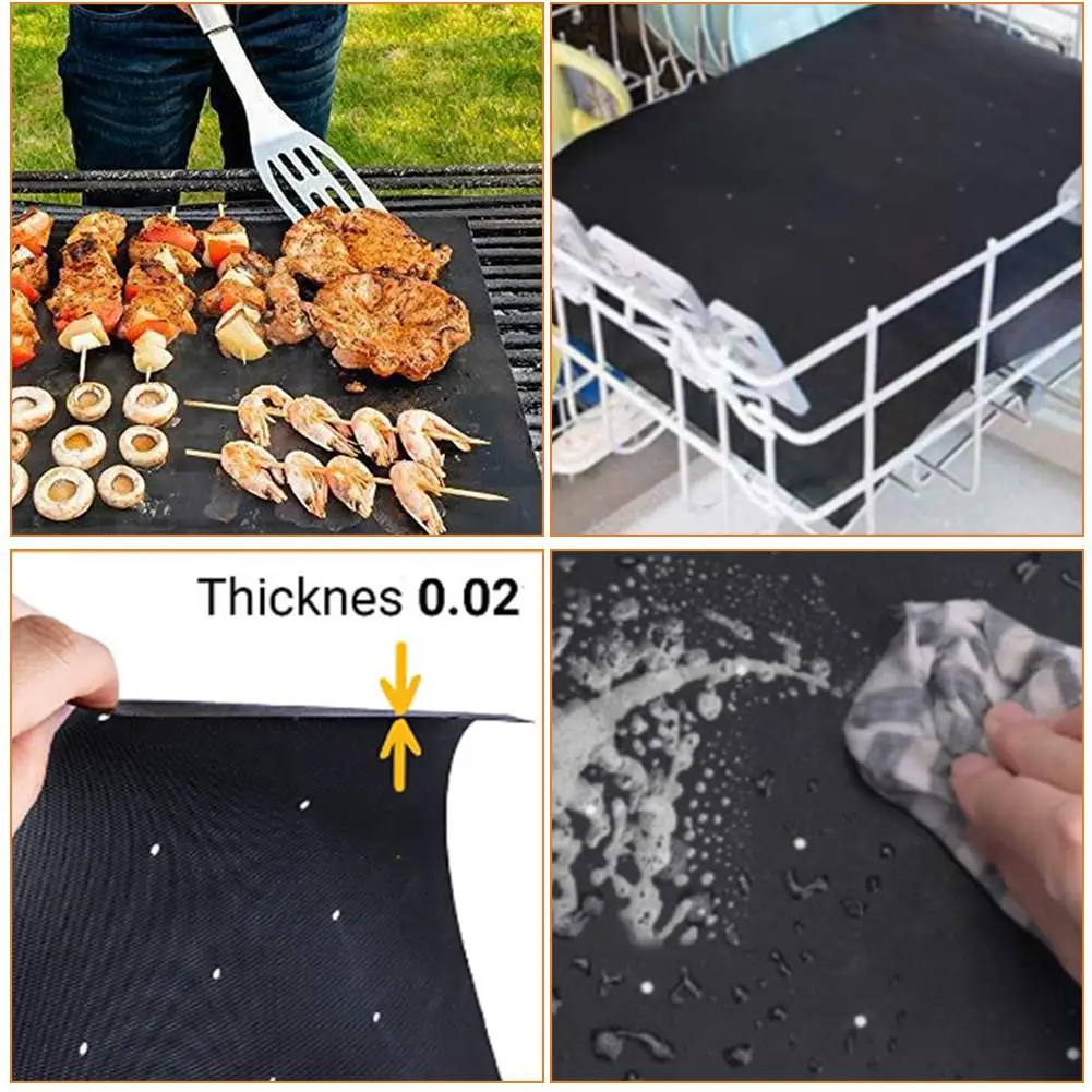 bbq grill mat nonstick grilling mat with holes fireproof cleanable reusable barbecue grill pad works on electric gas grills free global shipping