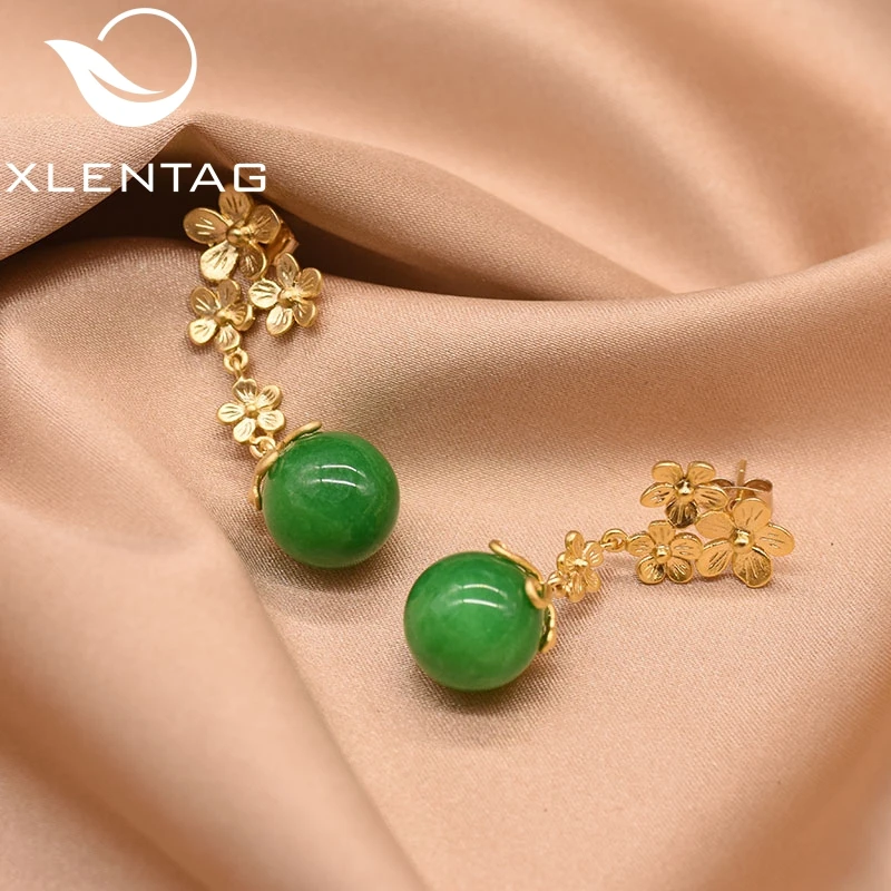 Серьги XlentAg из серебра 925 пробы с подвеской в виде цветов натуральный кварц