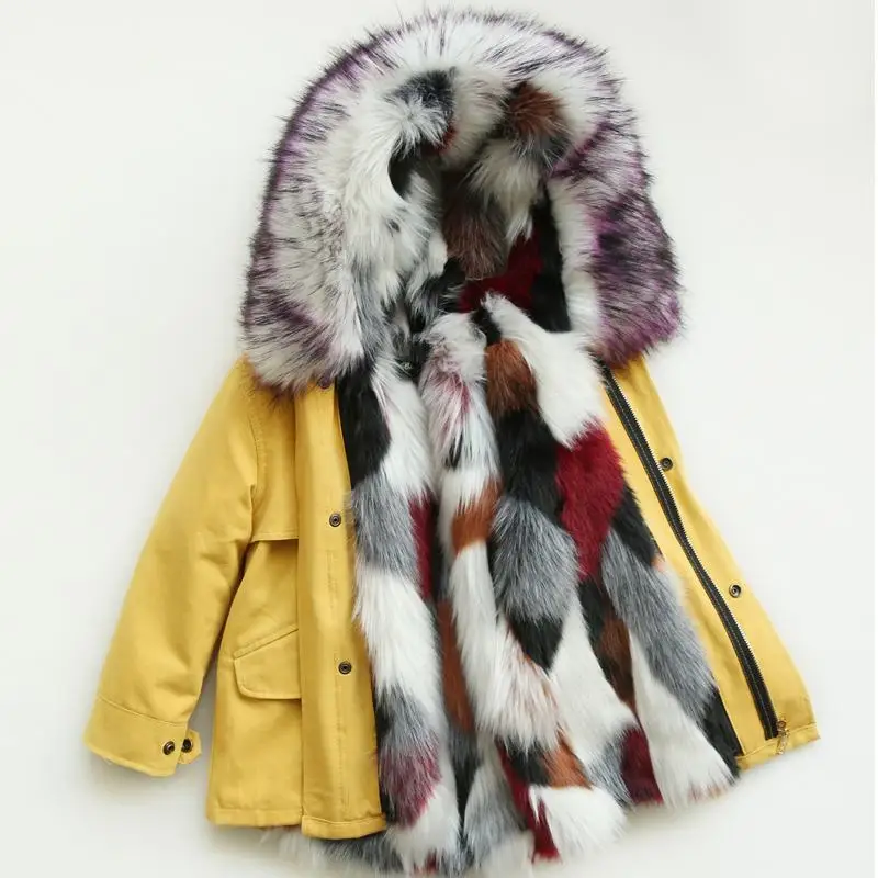 2020 Winter New Children Girls Faux Fox Fur Parkas Kids Girls Detachable Liner Jacket Child Thicken Warm Hooded Outerwear K33