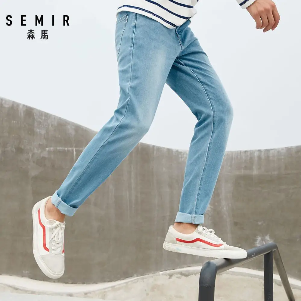 Джинсы SEMIR мужские стрейчевые узкие брюки из мягкого хлопка вареная джинсовая