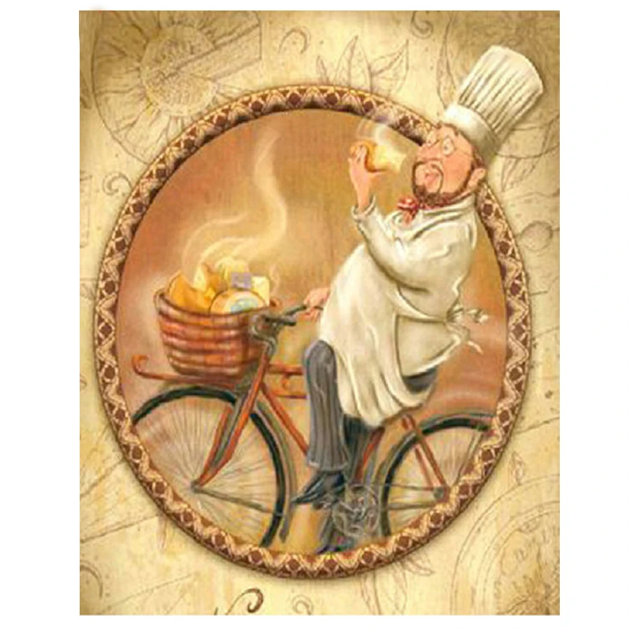 Итальянский шеф повар Алмазная вышивка кухня декоративная Бриллиантовая