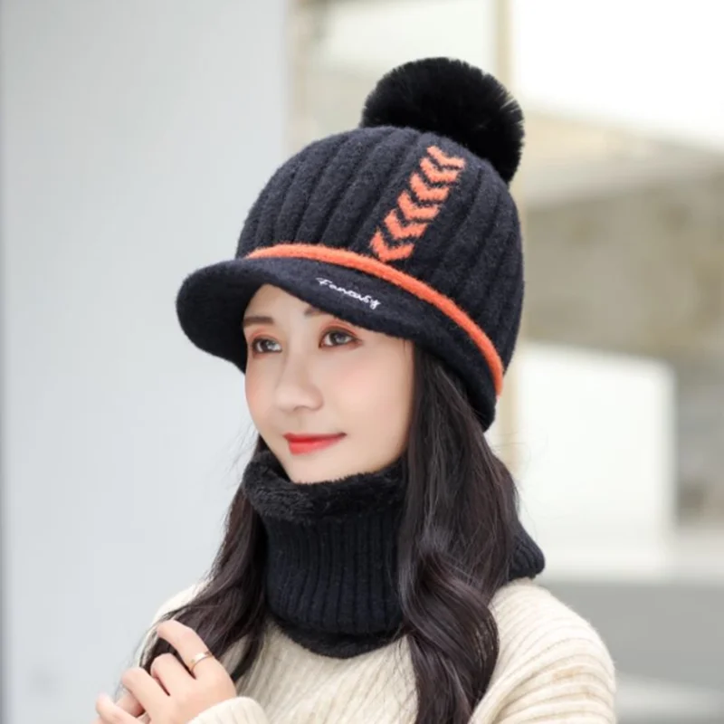 Зимняя шапка женские облегающие шапки толстые теплые шапочки зимняя вязаная