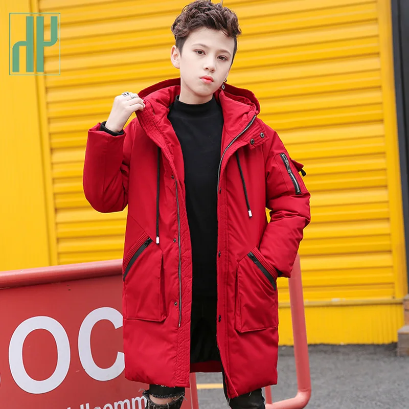 -30 Водонепроницаемая зимняя куртка для мальчиков теплая пуховая с хлопковой