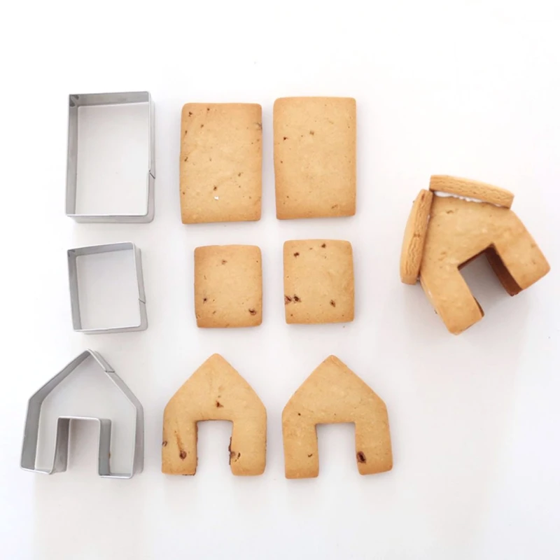 

3Pcs Christmas Gingerbread House Biscuit Cutter Set Stainless Steel Cookie Mould 95AA