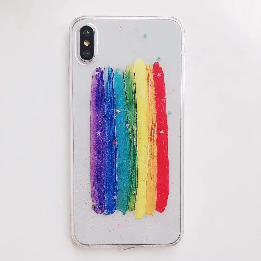 Радужный градиентный Прозрачный чехол для телефона через плечо для iphone 11Pro max чехол для iphone XS MAX чехол X XR 6 S 7 8 plus чехол на ремне