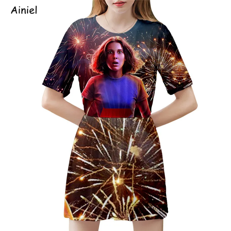 Фильм странные вещи косплей костюм 3d платье ужас Хэллоуин вечерние платья