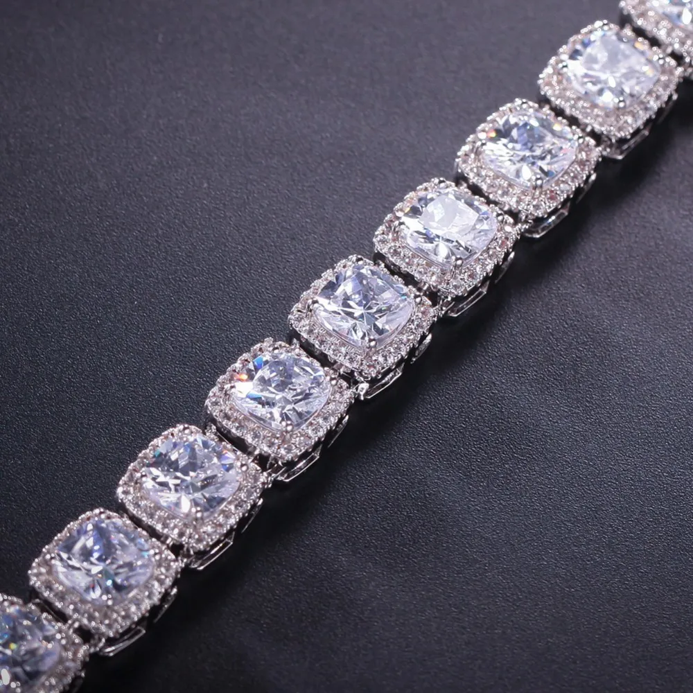 TBTK проложили Bling Площади Iced Out Циркон красивый браслет Роскошный простой стиль золото/серебро 10 мм ширина наручные ювелирные изделия панк человек